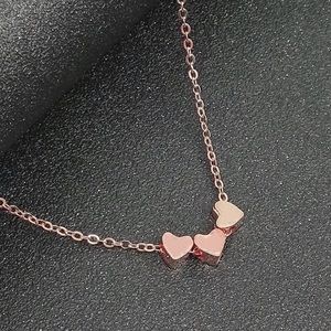 3 for $13! Tiny three heart rose gold necklace